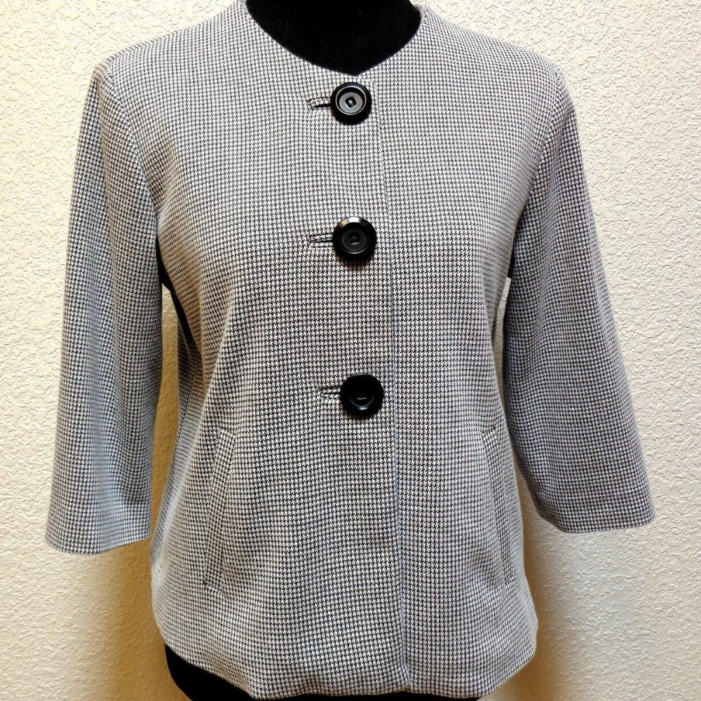 BLACK & WHITE TWEED BLAZER 10P - Picture 2 of 5